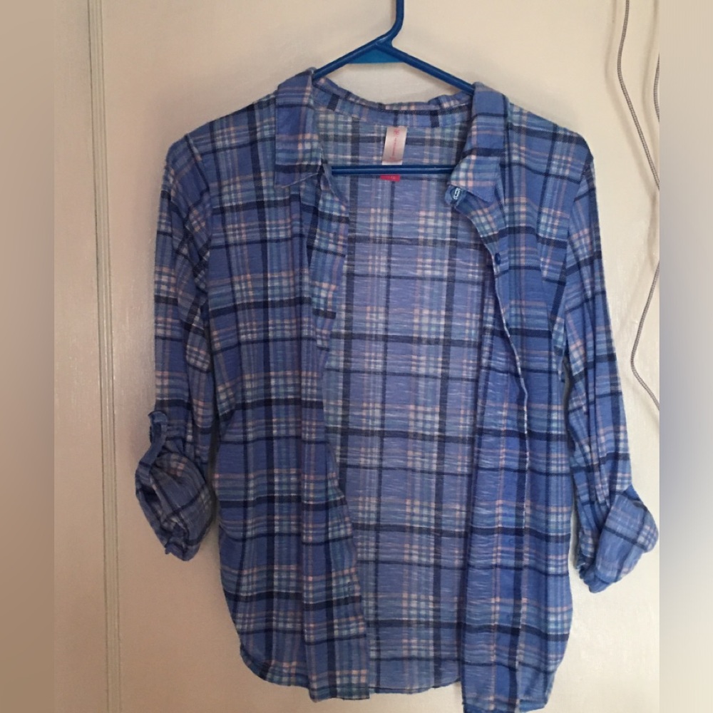 Pink and blue very thin flannel